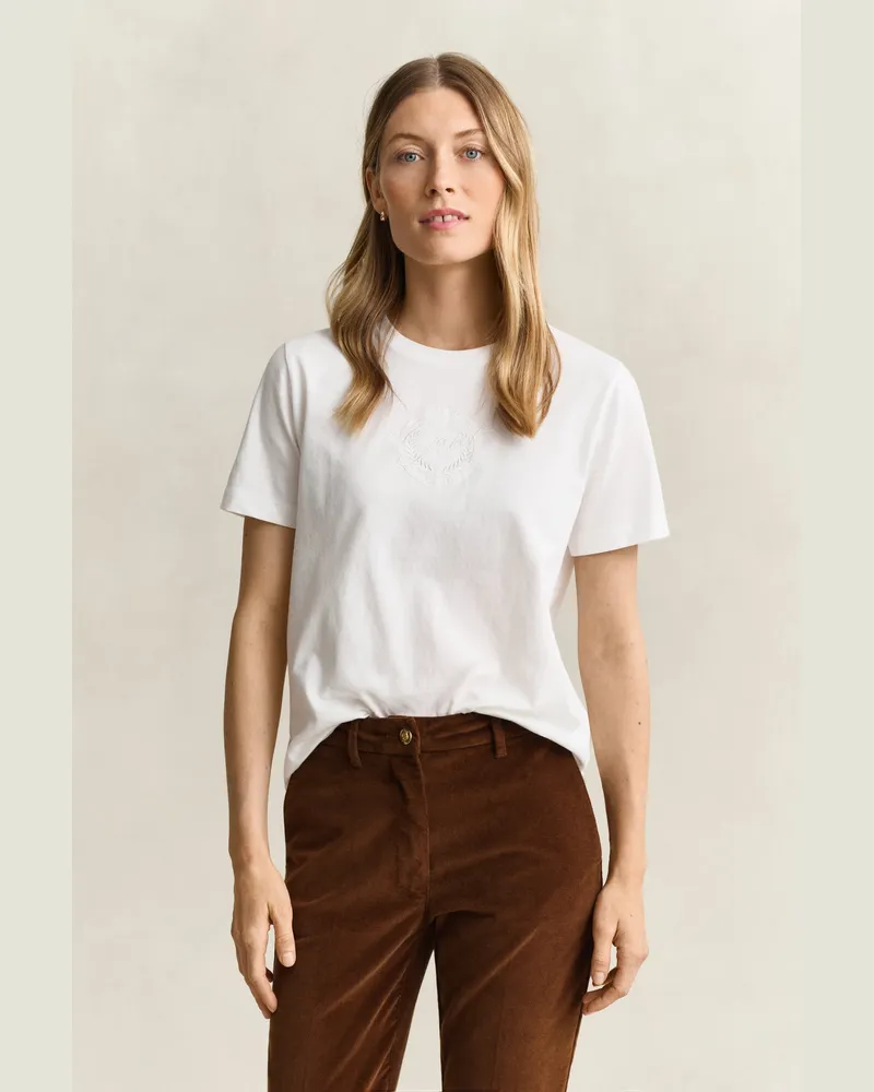 Gant Damen Graphic T-Shirt Weiß Weiß