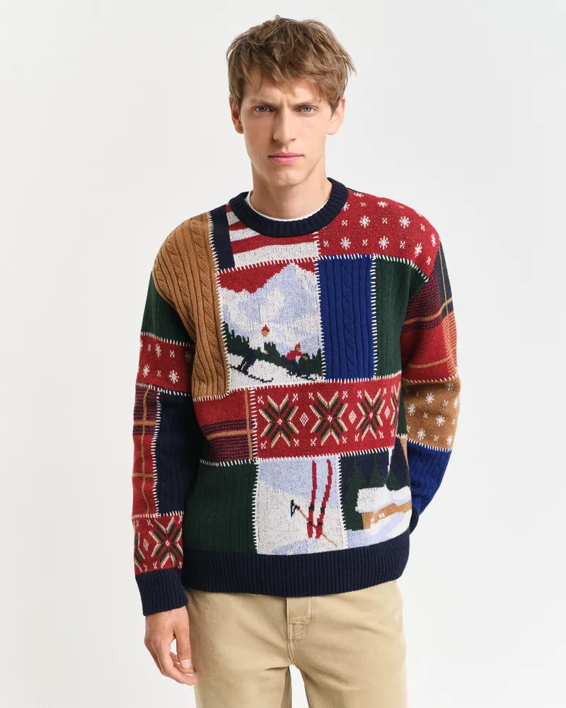 Gant Herren Patchwork Rundhalspullover 