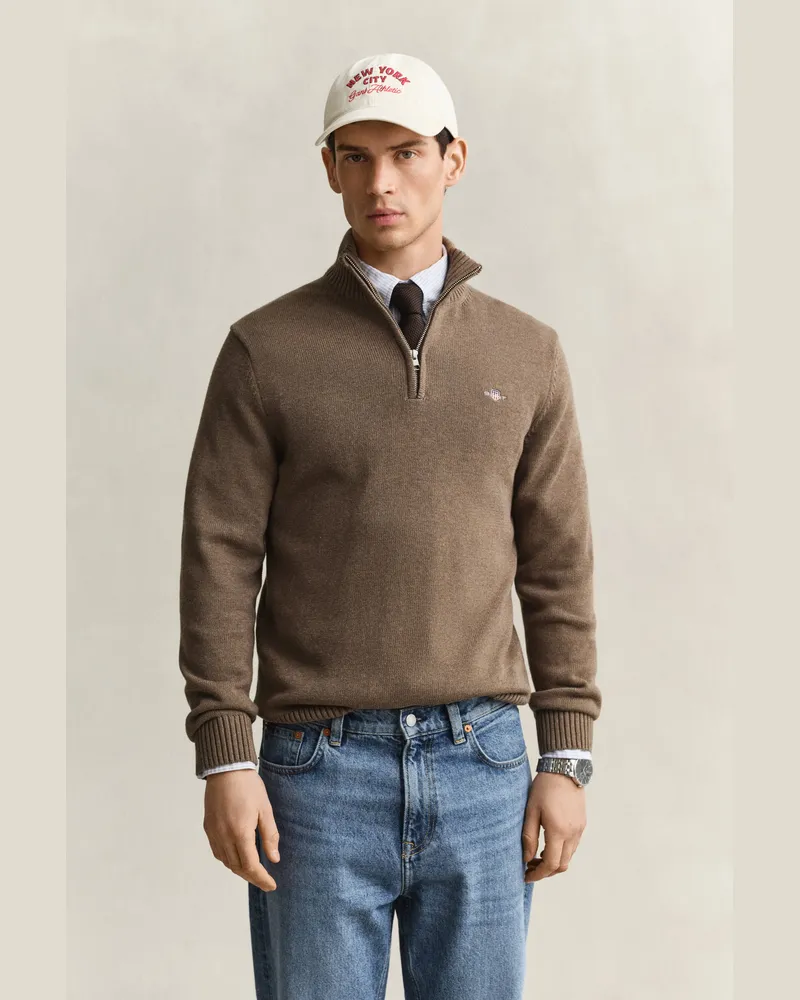 Gant Herren Casual Troyer aus Baumwolle DK HAZELNUT MELANGE Dk
