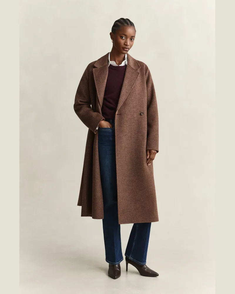 Gant Damen Handgenähter Mantel mit Gürtel DEEP Braun Deep