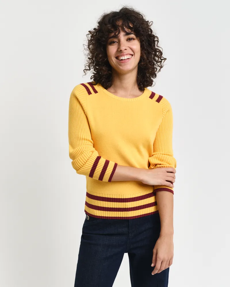 Gant Damen Rundhalspullover mit Kontrastdetail 