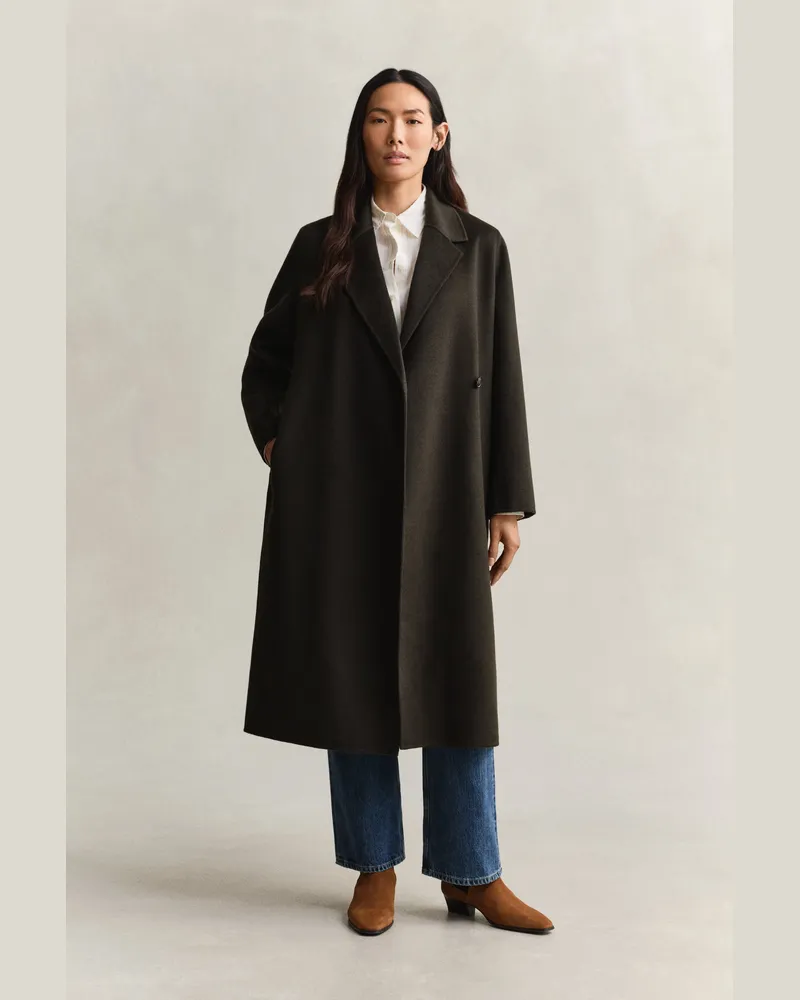 Gant Damen Handgenähter Mantel mit Gürtel DARK MOSS Grün Dark
