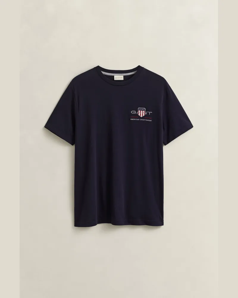 Gant Herren Archive Shield T-Shirt mit Stickerei EVENING Blau Evening