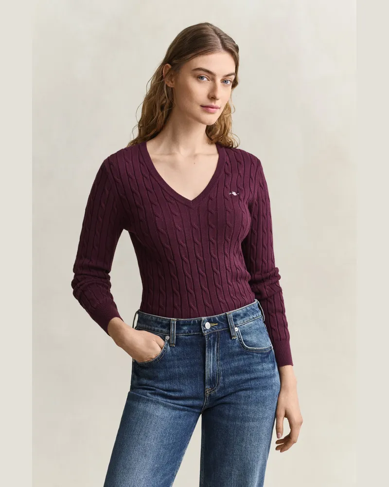 Gant Damen Classic Zopfstrickpullover DARKENED WINE Darkened