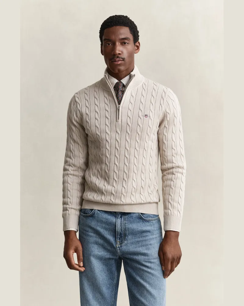 Gant Herren Zopfstrick Troyer aus Baumwolle CLAY BEIGE Clay