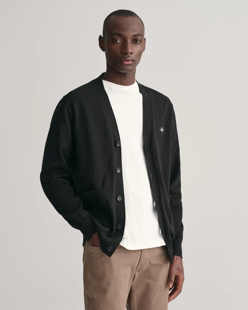 Gant Herren Classic V-Neck Strickjacke aus Baumwolle 