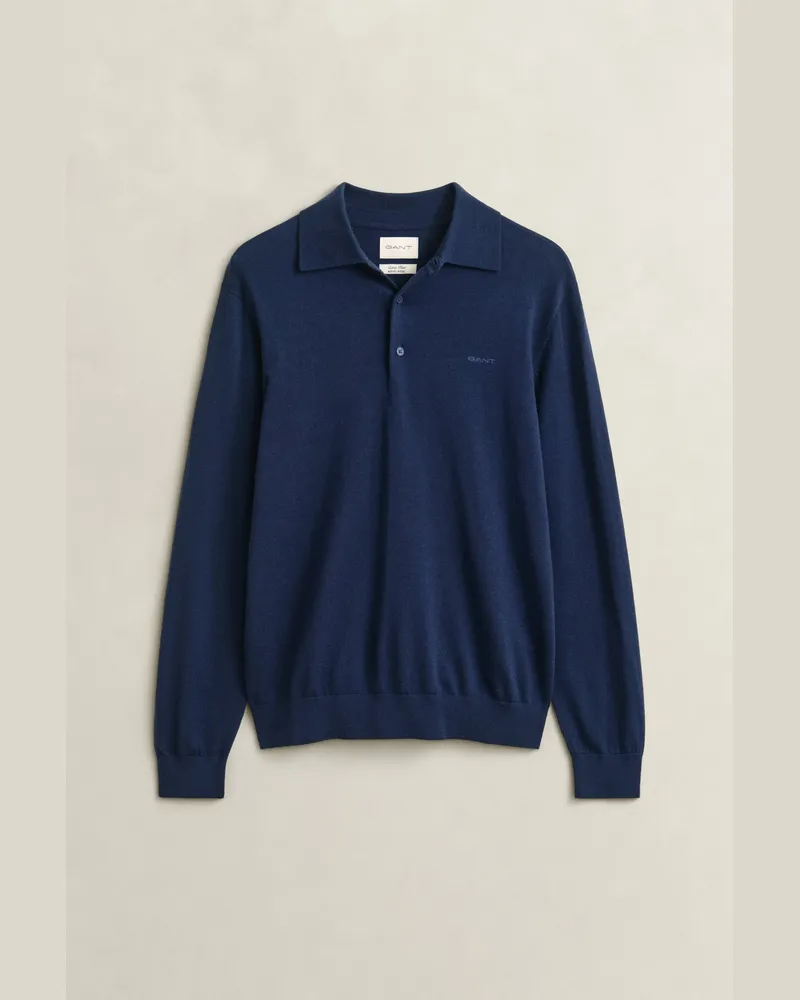 Gant Herren Polopullover aus extrafeiner Merinowolle MARINE Marine