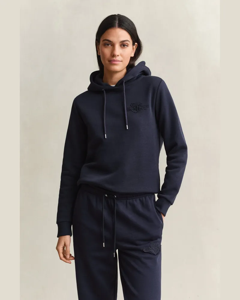 Gant Damen Tonal Shield Hoodie EVENING Blau Evening