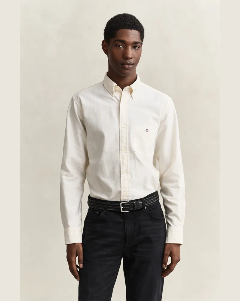 Gant Herren Classic Regular Fit Oxford-Hemd mit Streifen MILD Gelb Mild