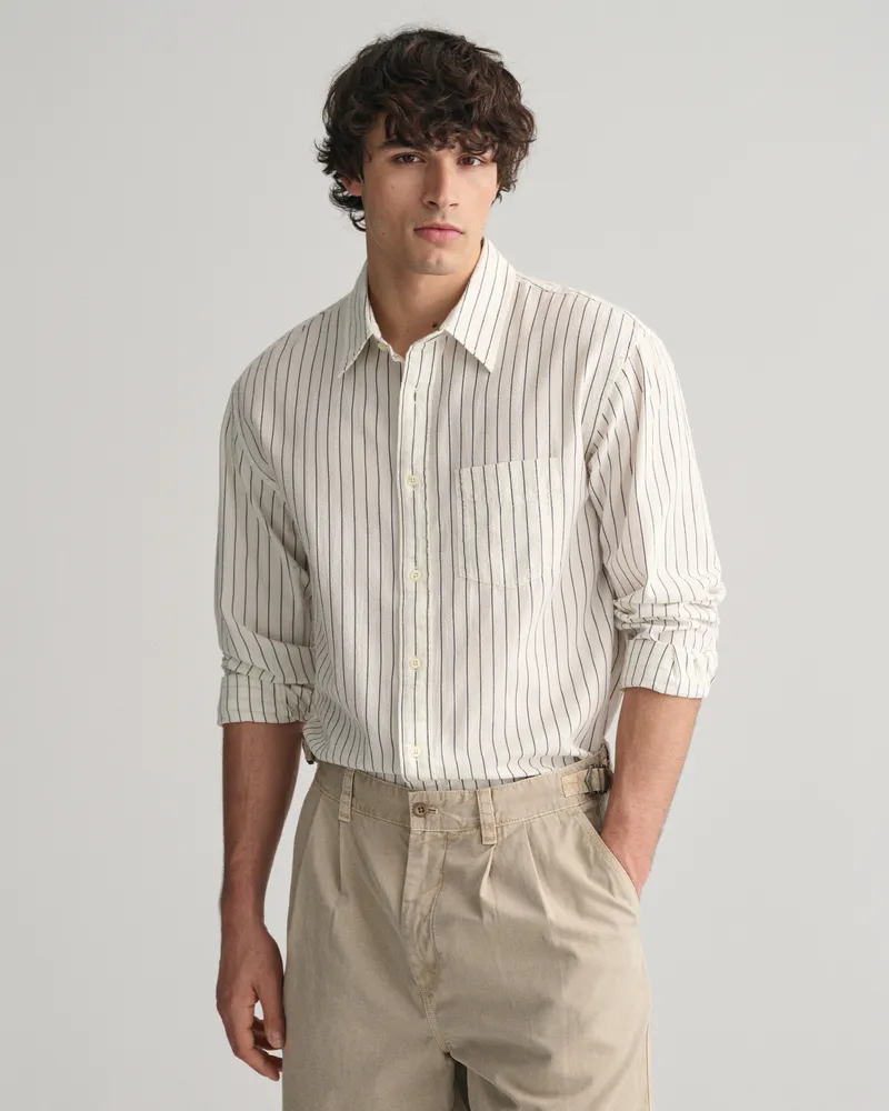 Gant Herren Relaxed Fit Pinstriped Seersucker Hemd 