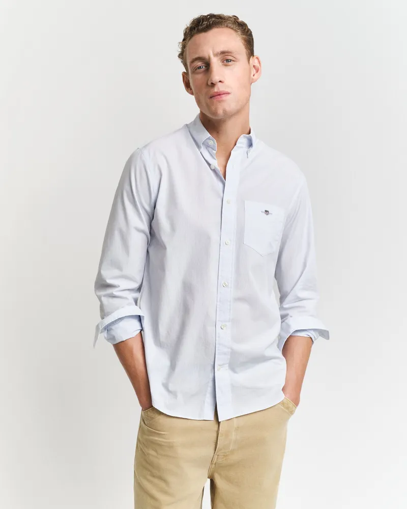 Gant Herren Regular Fit Popeline Hemd mit Banker-Streifen 