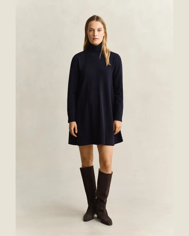 Gant Damen Superfine Lambswool Kleid EVENING Blau Evening