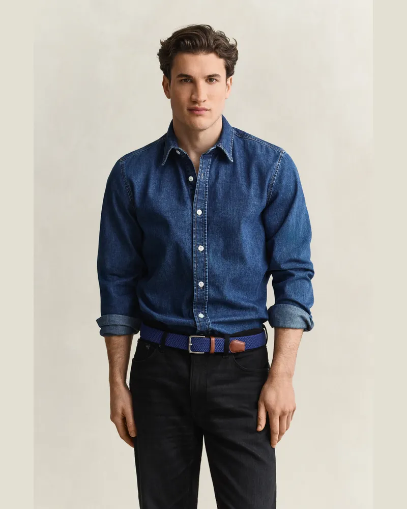 Gant Herren Jeanshemd MID Blau WORN IN Mid