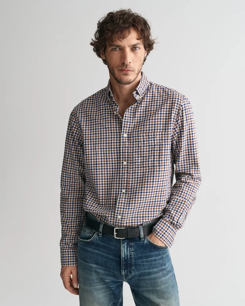 Gant Herren Leichtes Regular Fit Twill Hemd mit Vichy-Karos 