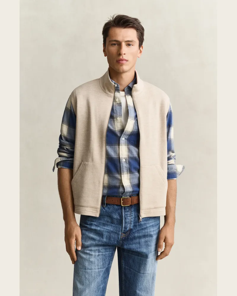 Gant Herren Weste mit Reißverschluss OAT MELANGE Oat