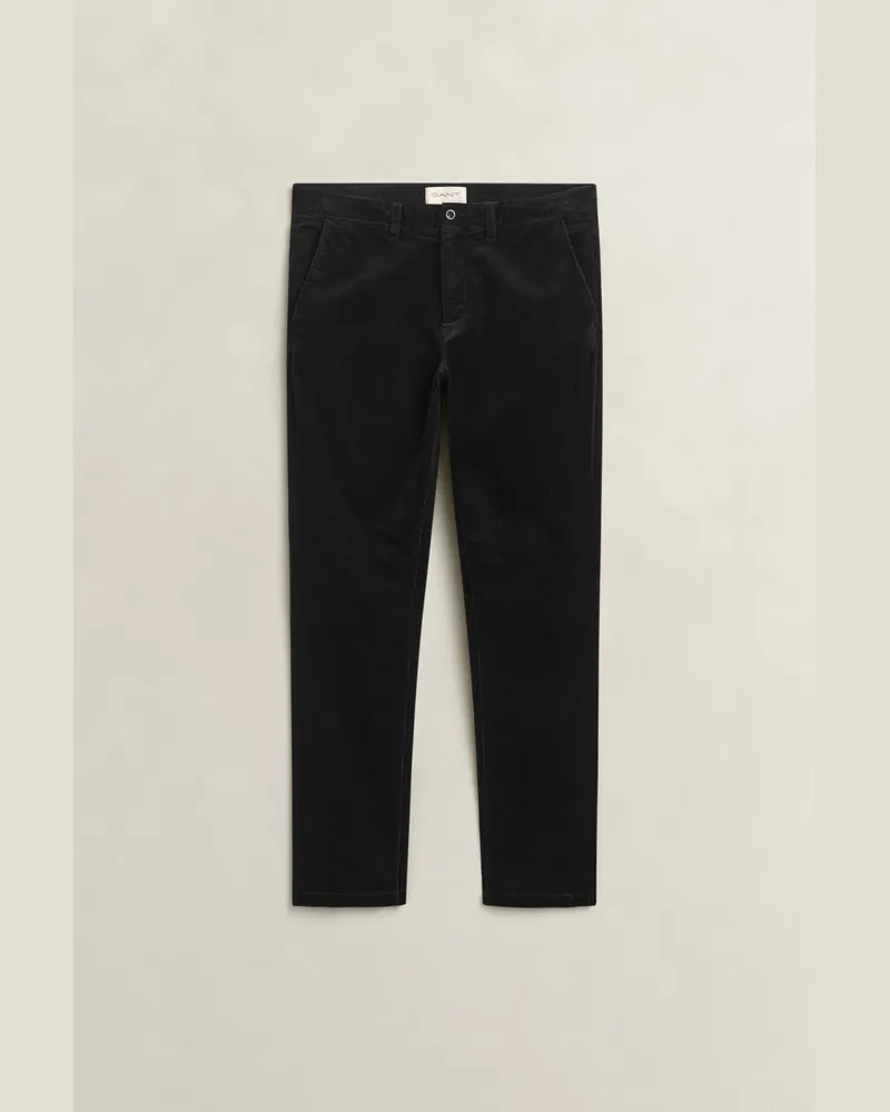 Gant Herren Slim Fit Cord Chinohose Schwarz Schwarz