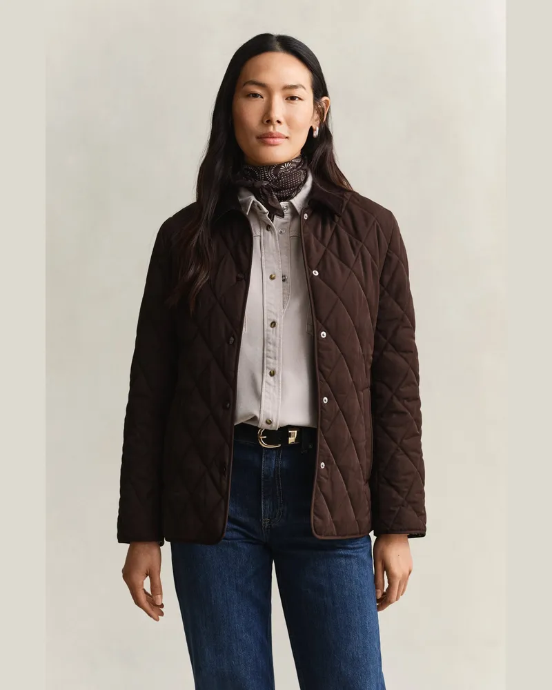 Gant Damen Taillierte Steppjacke DEEP Braun Deep