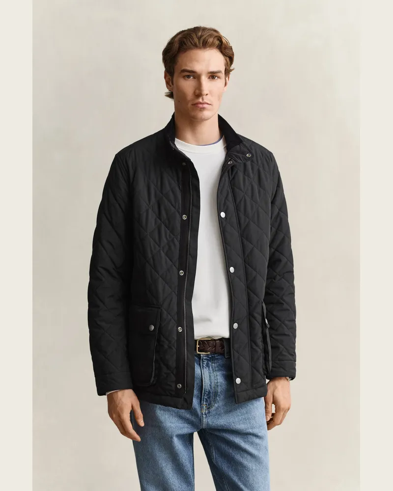 Gant Herren Mittellange Steppjacke Schwarz Schwarz