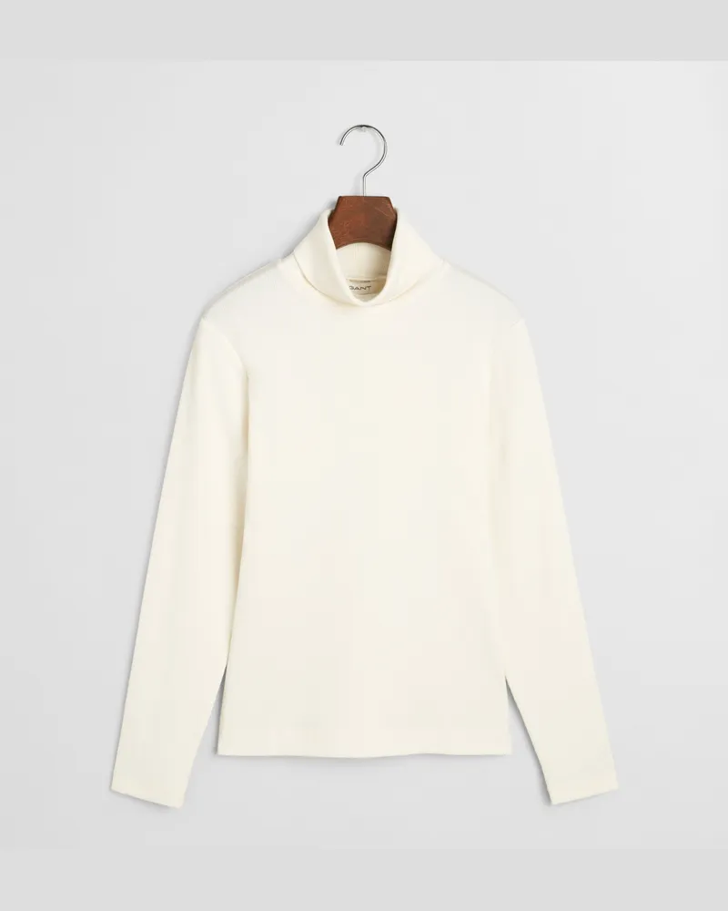 Gant Damen Geripptes Langarm-Rollkragenshirt 