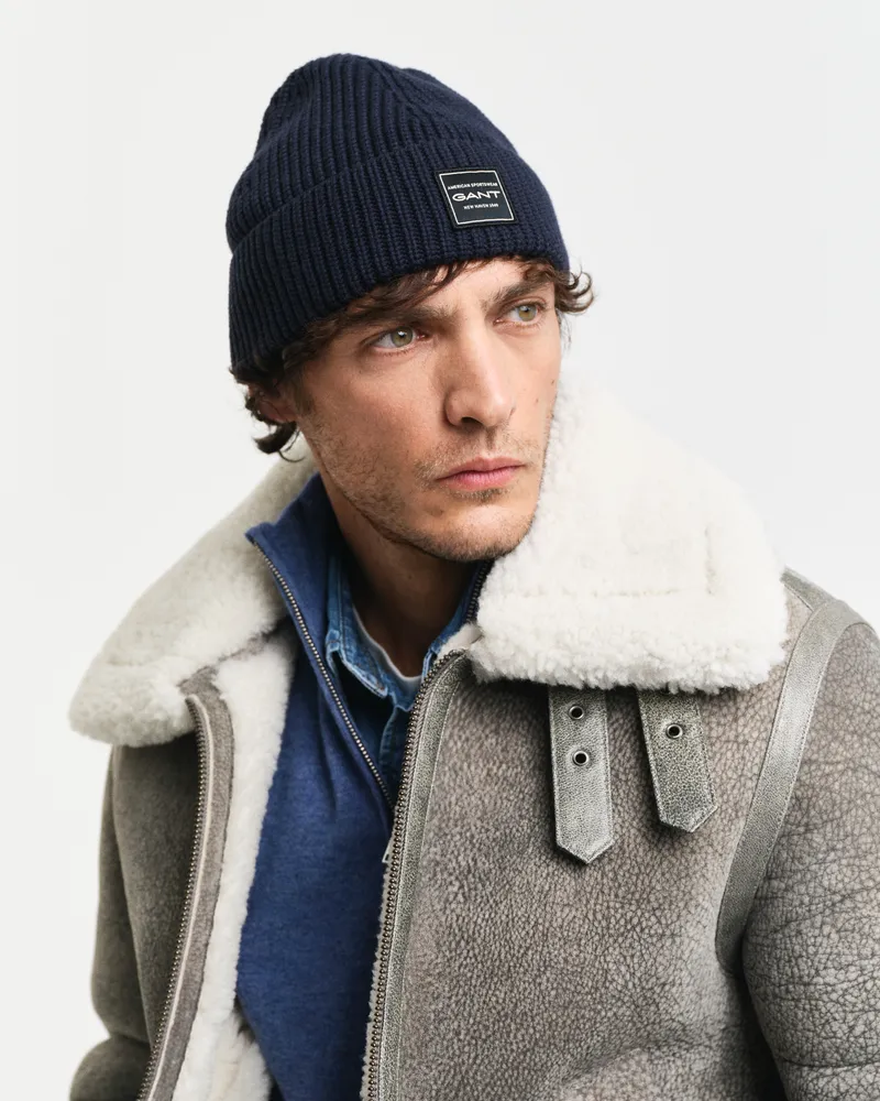 Gant Herren Gerippte Beanie aus Baumwolle 