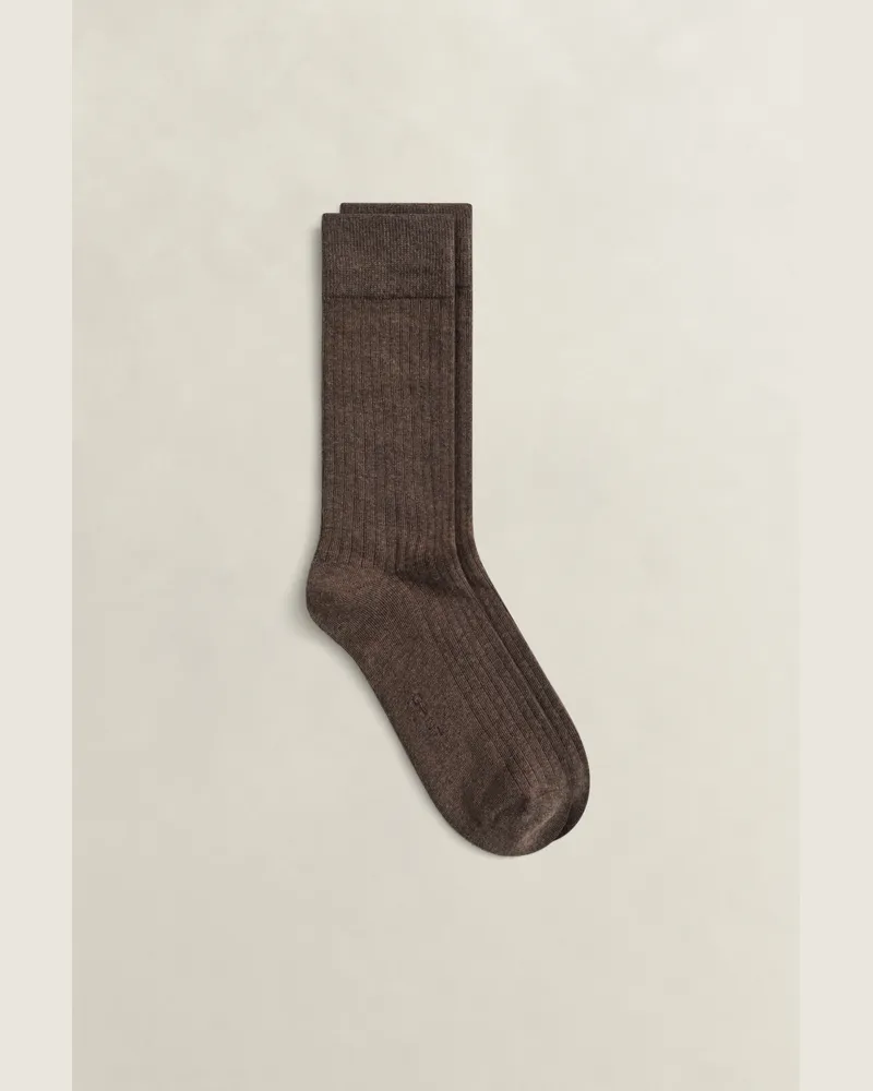 Gant Herren Gerippte Socken Braun MELANGE Braun