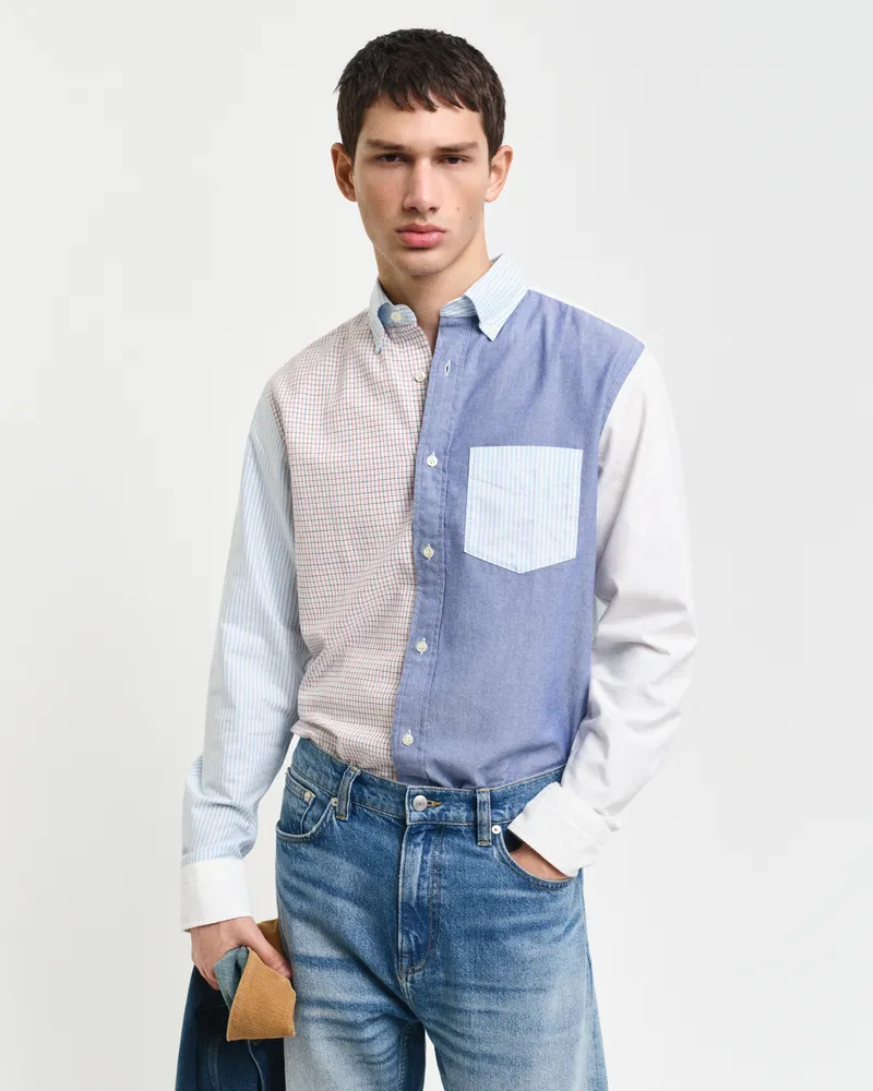 Gant Herren Remake Regular Fit Oxford-Hemd im Block-Design 
