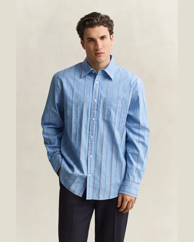 Gant Herren Relaxed Fit Dobby Stripe Hemd DEEP LAGOON Deep