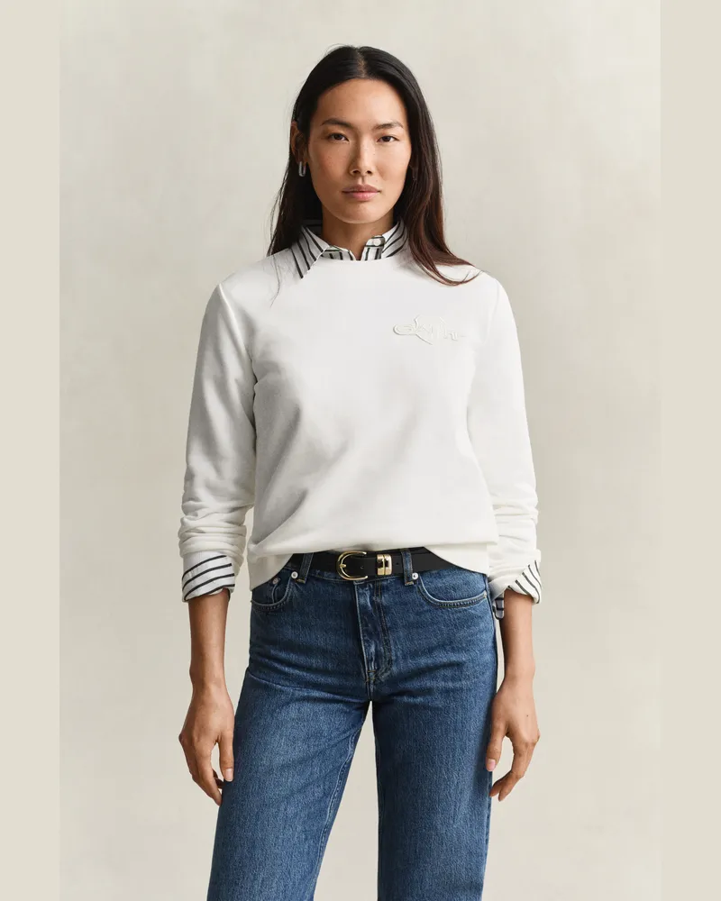 Gant Damen Tonal Shield Sweatshirt EGGSHELL Eggshell
