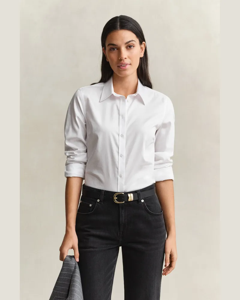 Gant Damen Satin Bluse Weiß Weiß