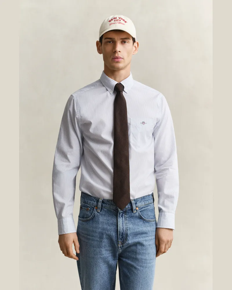 Gant Herren Popeline-Hemd im Regular Fit mit Streifen LIGHT Blau Light