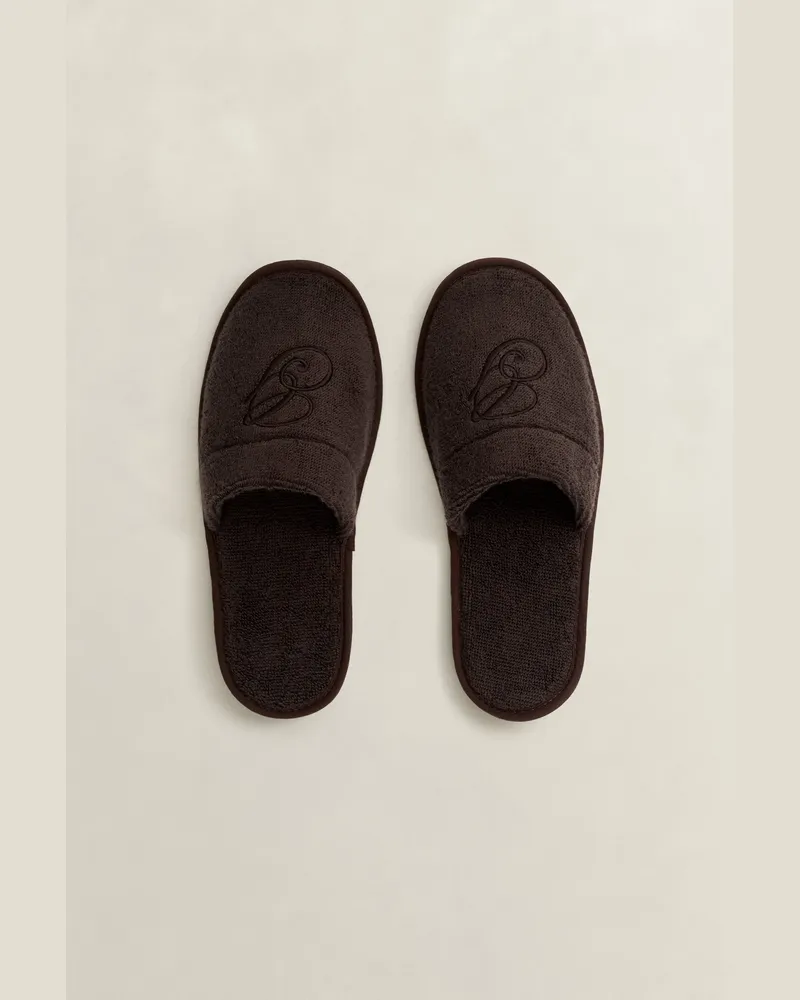 Gant Wohnaccessoires Bestickte Hausschuhe DEEP Braun Deep