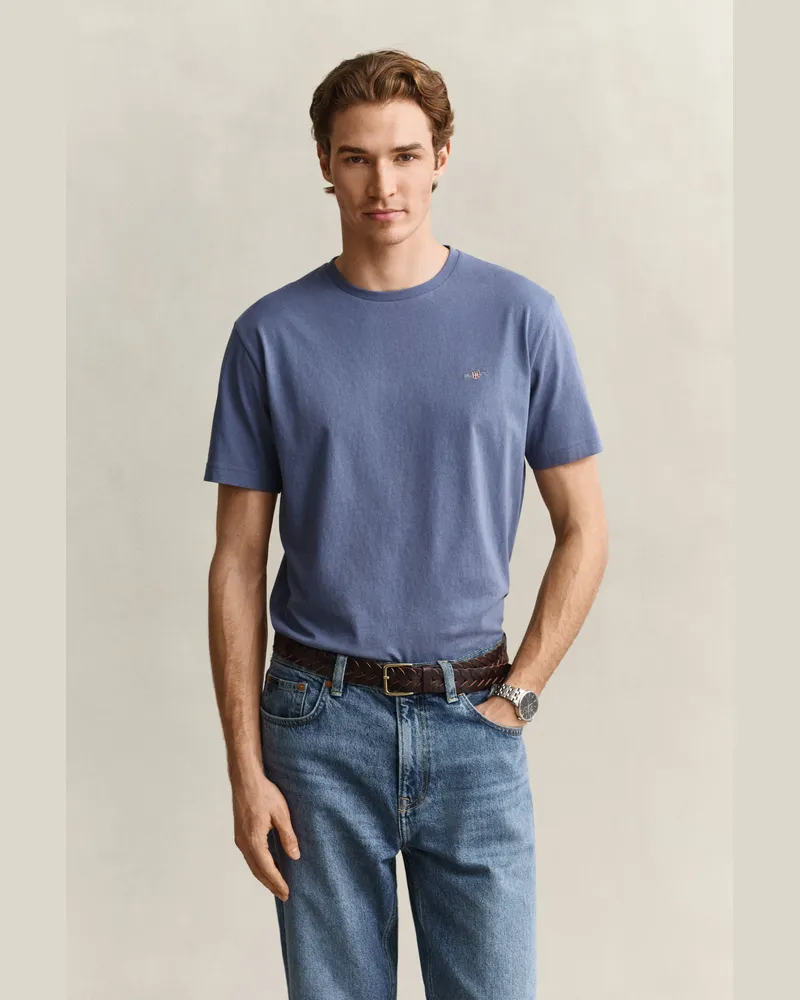 Gant Herren Regular Fit Shield T-Shirt Blau HORIZON Blau