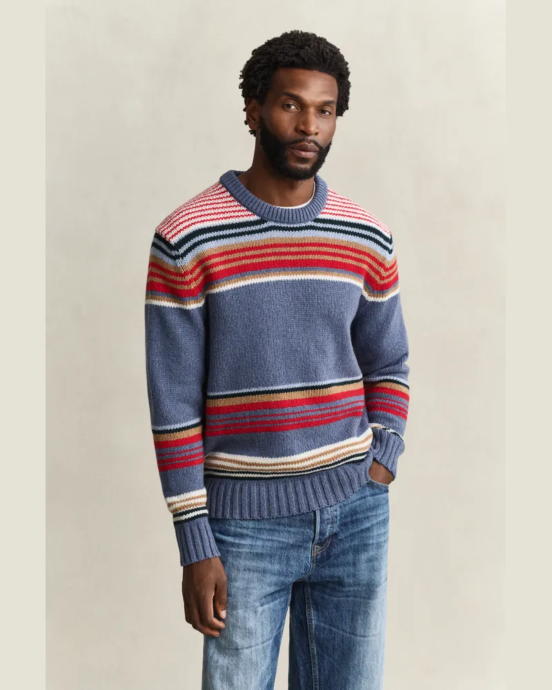 Gant Herren Bunt gestreifter Rundhalspullover MULTICOLOR Multicolor