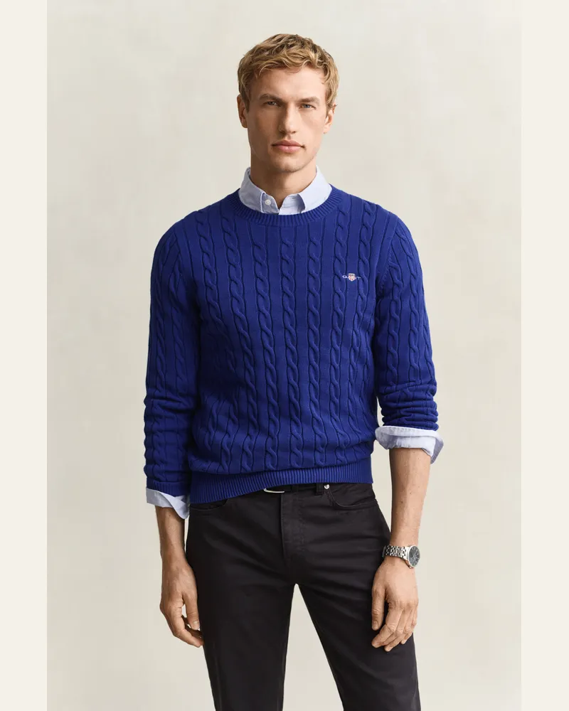 Gant Herren Classic Zopfstrickpullover CRISP Blau Crisp