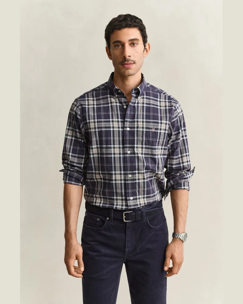 Gant Herren Karohemd aus Popeline MIST TAUPE Mist