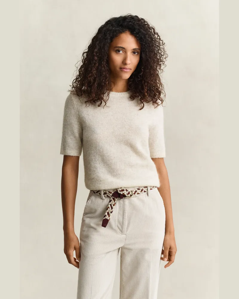 Gant Damen Kurzarmpullover aus Alpakawollgemisch LIGHT BEIGE MELANGE Light