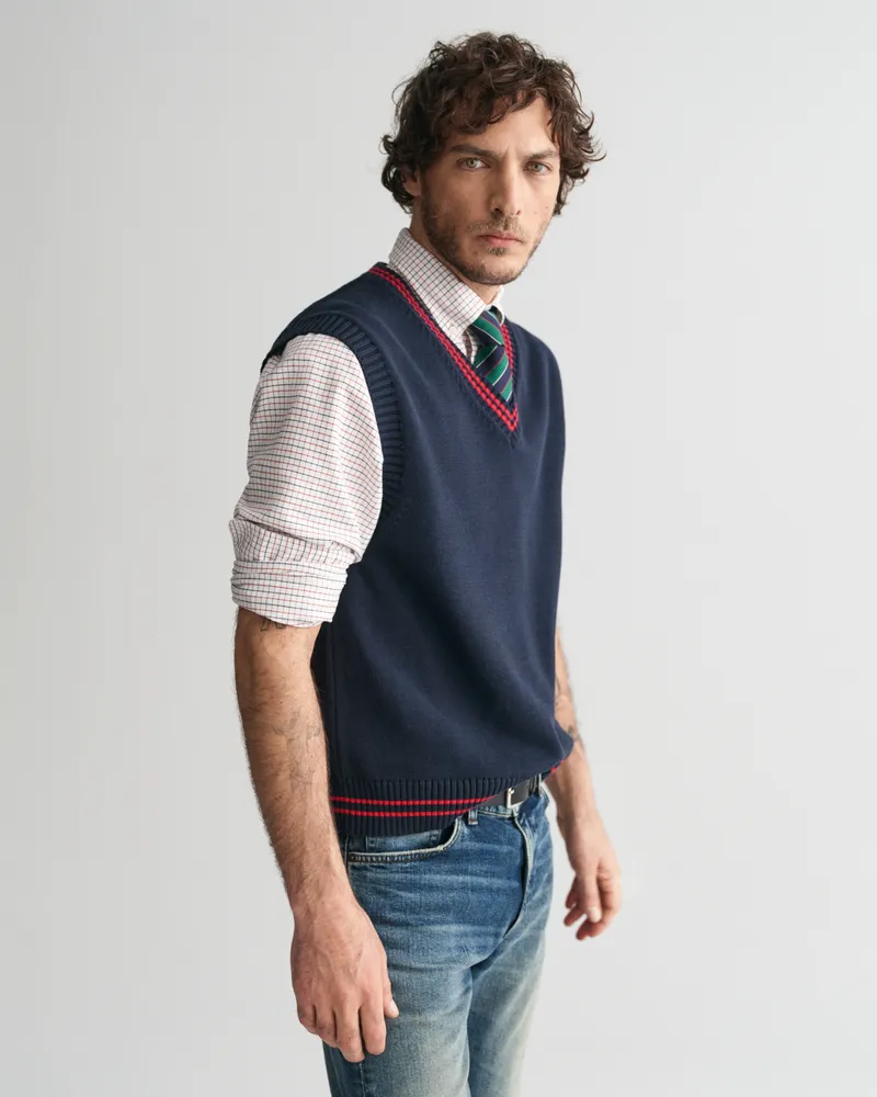 Gant Herren Pullunder mit V-Ausschnitt 