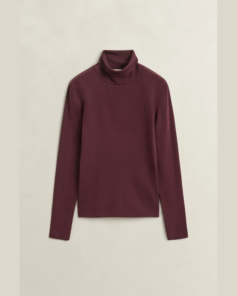 Gant Damen Geripptes Rollkragenshirt DARKENED WINE Darkened