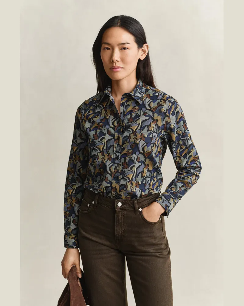 Gant Damen Bedruckte Bluse aus Baumwoll-Voile EVENING Blau Evening