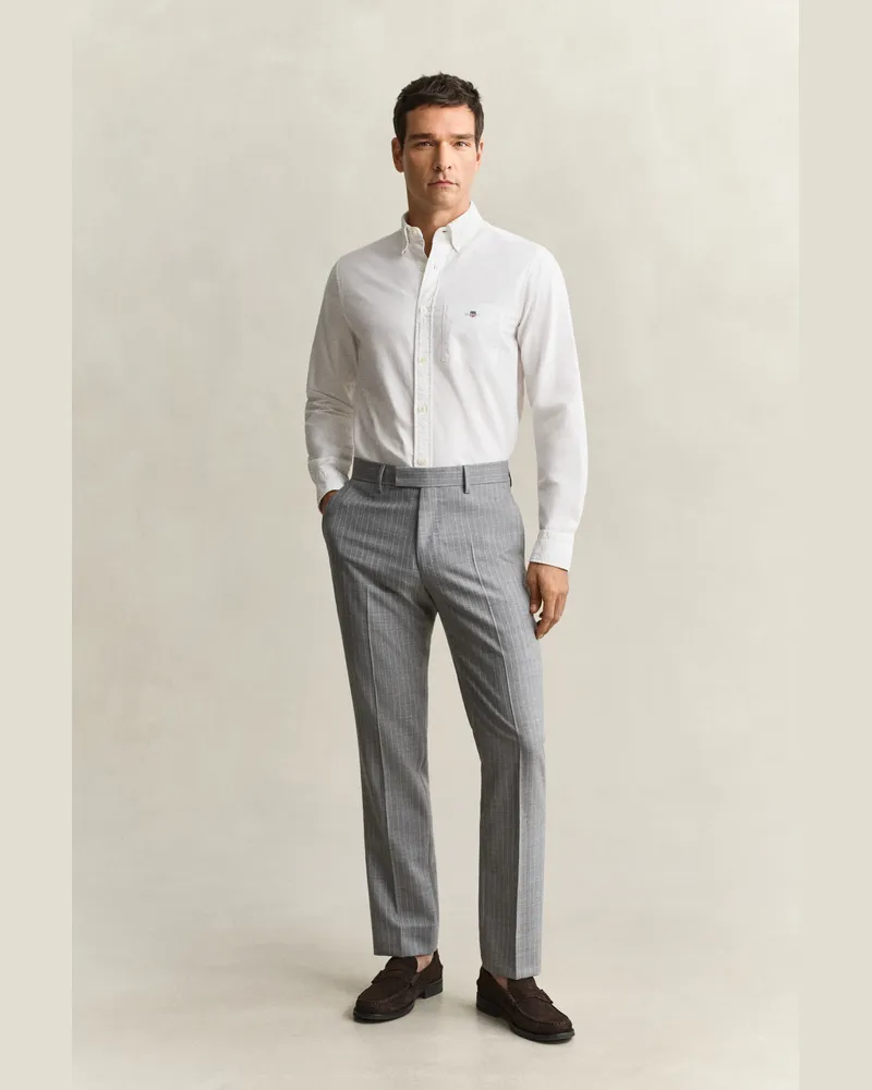 Gant Herren Anzughose mit Nadelstreifen Grau MELANGE Grau
