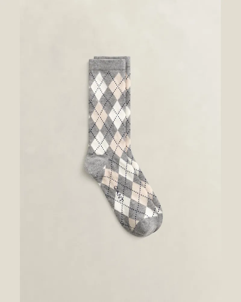 Gant Damen Argyle Socken mit Karomuster DARK Grau MELANGE Dark