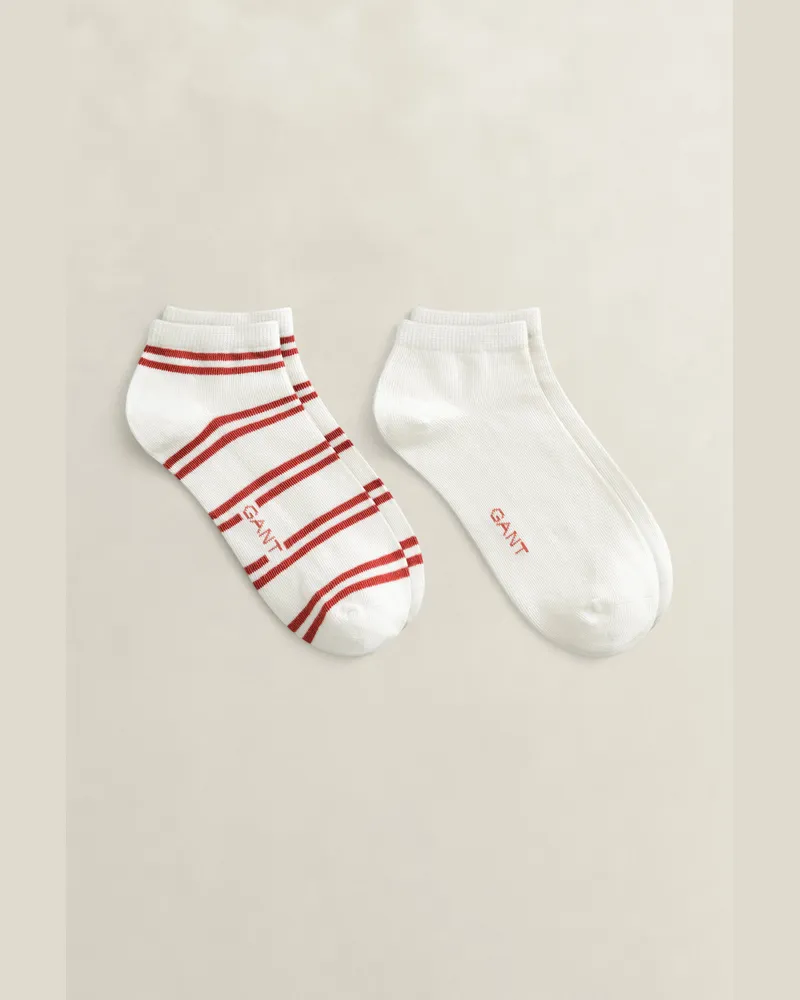 Gant Damen 2er-Pack Knöchelsocken mit Streifen EGGSHELL Eggshell
