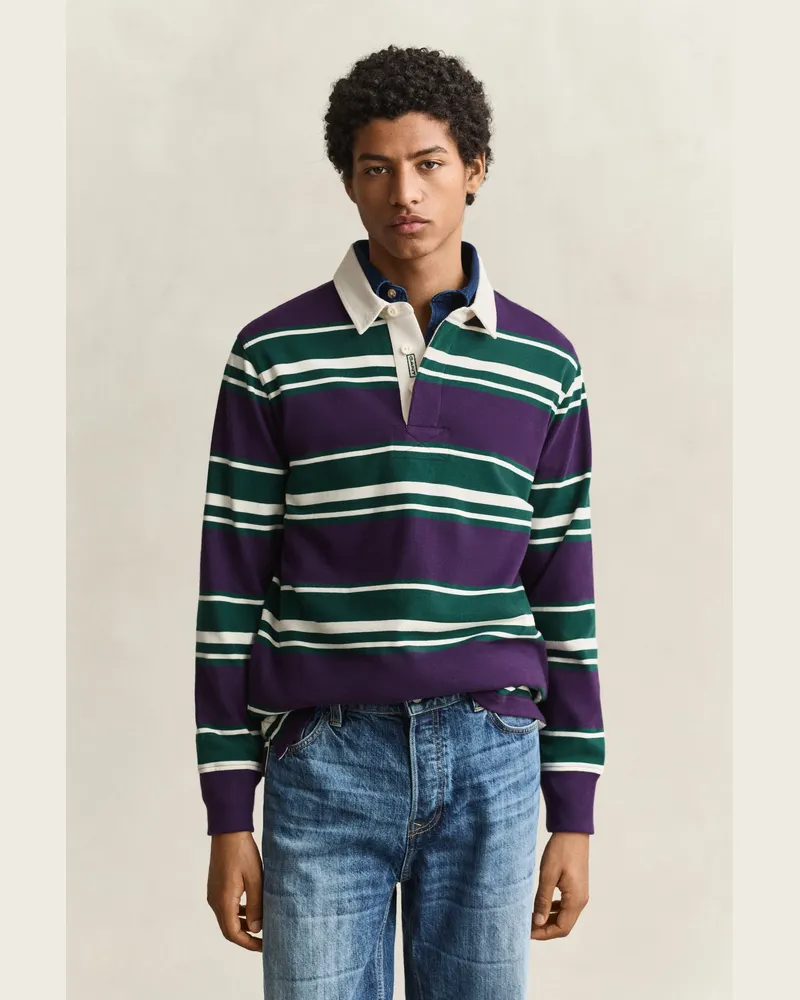 Gant Herren Gestreifter Heavy Rugger MUSCADINE GRAPE Muscadine