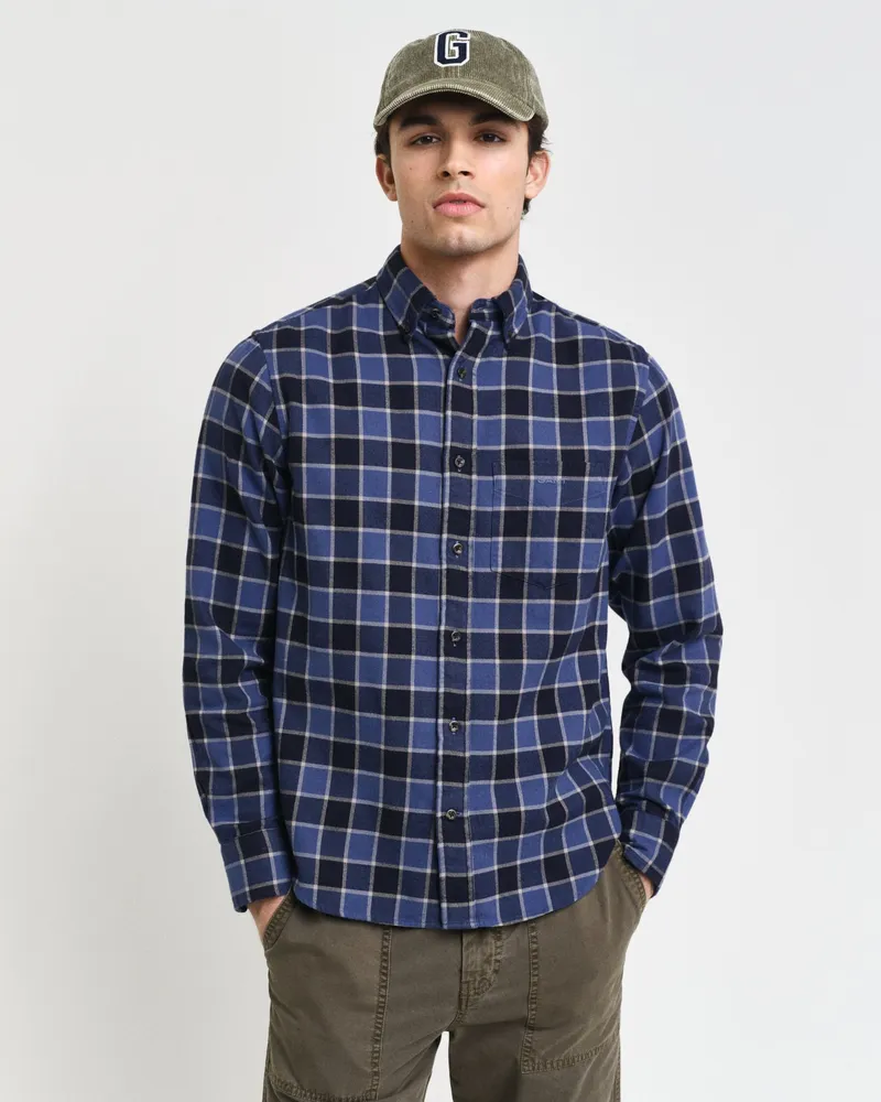 Gant Herren Regular Fit Herringbone Hemd mit Karomuster 