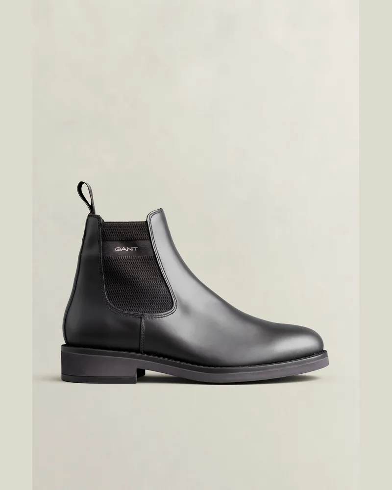 Gant Herren Prepdale Chelsea Boot aus Leder Schwarz Schwarz
