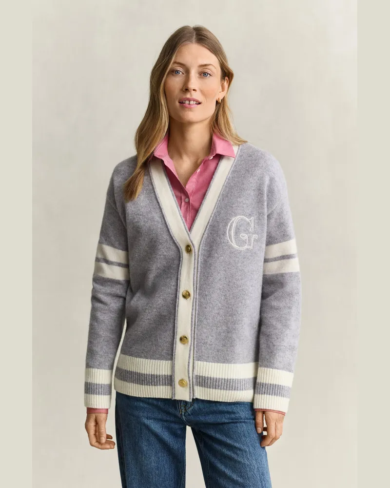 Gant Damen Gant Varsity Strickjacke Grau MELANGE Grau
