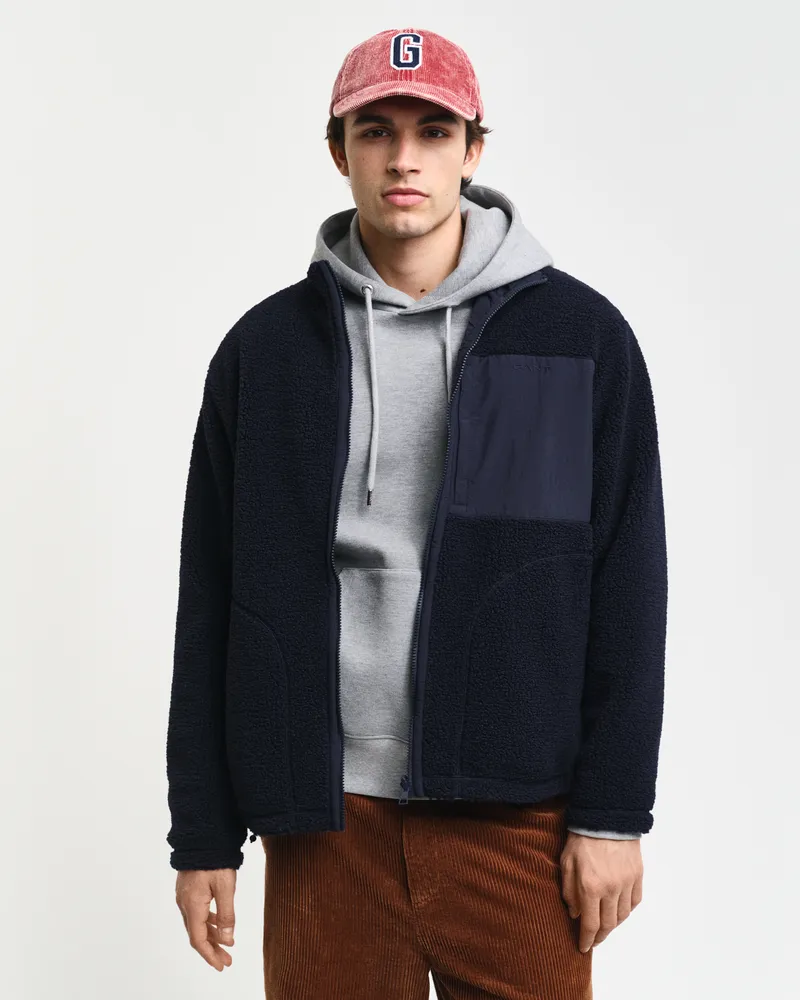 Gant Herren Wende-Fleecejacke mit Reißverschluss 