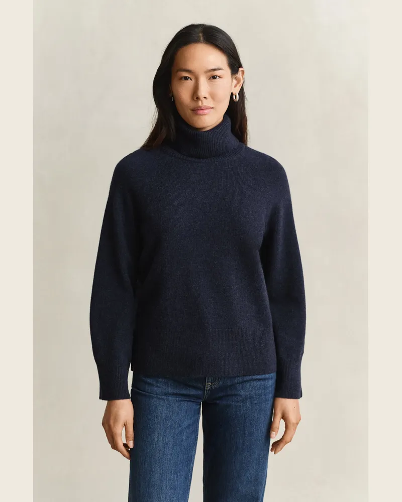 Gant Damen Rollkragenpullover aus Wolle und Kaschmir EVENING Blau Evening