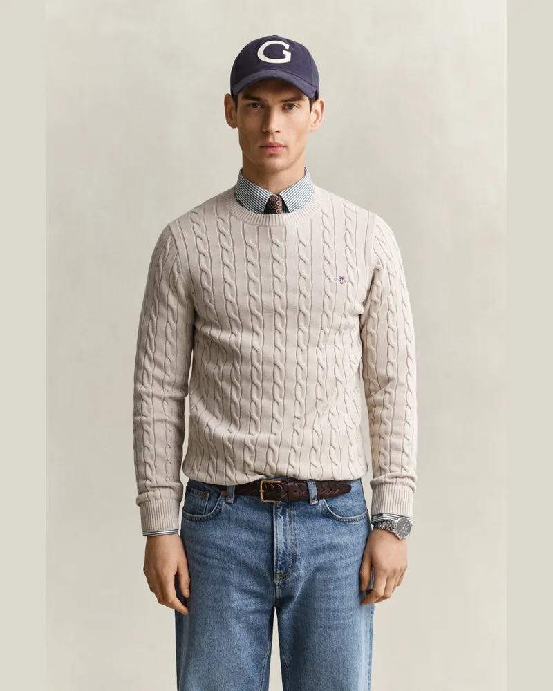 Gant Herren Classic Zopfstrickpullover CLAY BEIGE Clay