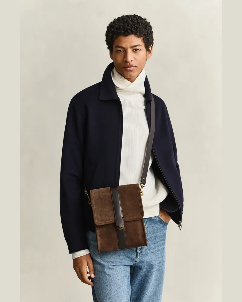 Gant Herren Schultertasche aus Veloursleder SOIL Braun Soil